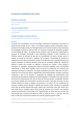Forma&ccedil;&atilde;o Continuada: para qu&ecirc;? - CFCUL