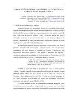 1 FORMA&Ccedil;&Atilde;O CONTINUADA DE PROFESSORES E POL&Iacute;TICAS