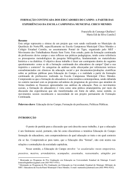 FORMA&Ccedil;&Atilde;O CONTINUADA DOS EDUCADORES DO CAMPO: A