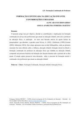 FORMA&Ccedil;&Atilde;O CONTINUADA NA EDUCA&Ccedil;&Atilde;O INFANTIL