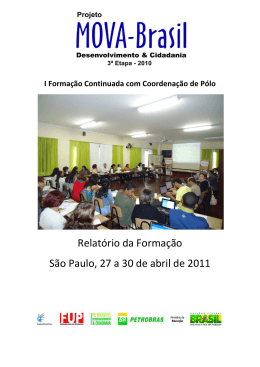 I Forma&ccedil;&atilde;o Continuada com Coordena&ccedil;&atilde;o de
