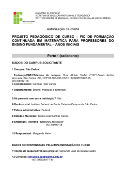 FIC Forma&ccedil;&atilde;o Continuada em Matem&aacute;tica para Professores do