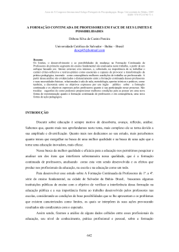 a forma&ccedil;&atilde;o continuada de professores do primeiro segmento do