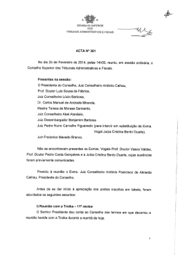 ACTA N&deg; 361 No dia 25 de Fevereiro de 2014, pelas 14h30, reuniu