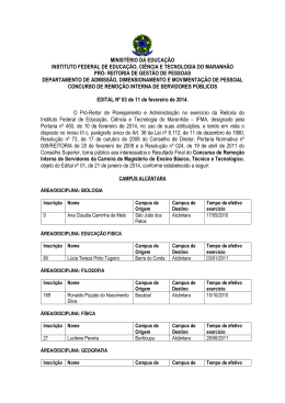 EDITAL N 03 DE 11 DE FEVEREIRO DE 2014 RESULTADO