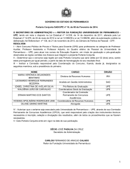 Portaria Conjunta SAD-UPE, n 10, de 06 de fevereiro de 2014
