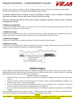 DIRE&Ccedil;&Atilde;O DEFENSIVA &ndash; COMPORTAMENTO SEGURO Dist&acirc;ncia