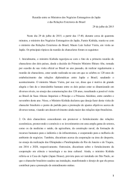 Reuni&atilde;o entre os Ministros dos Neg&oacute;cios Estrangeiros do Jap&atilde;o