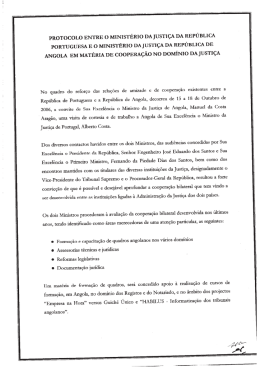 PRoTocoLo ENTRE o MINISTERIO DA JUSTI&Ccedil;A DA REP&Uacute;BLICA