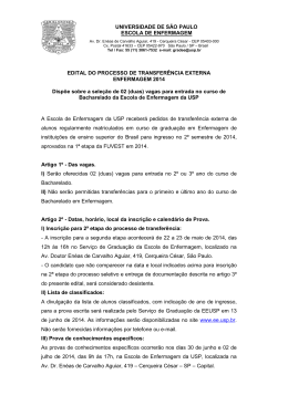 Edital do Processo de Transfer&ecirc;ncia Externa