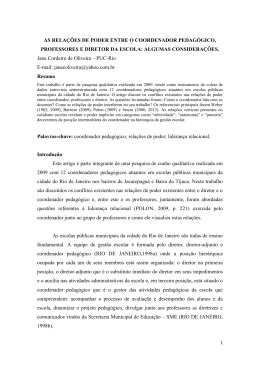 as rela&ccedil;&otilde;es de poder entre o coordenador pedag&oacute;gico
