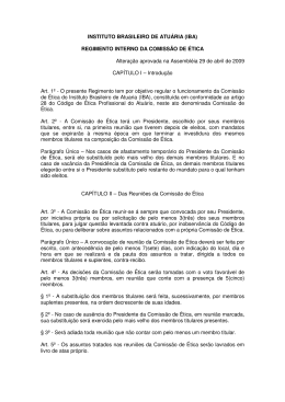 Regimento das Comissões de Ética - Instituto Brasileiro de Atuária