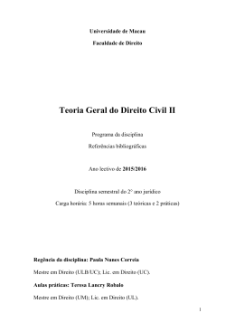 LAWS120 Teoria Geral do Direito Civil II (Year 2015/2016)