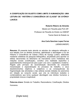 A Coisifica&ccedil;&atilde;o do Sujeito como Limite &agrave; Humaniza&ccedil;&atilde;o