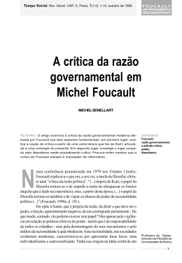 A cr&iacute;tica da raz&atilde;o governamental em Michel Foucault