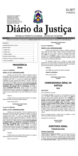 Di&aacute;rio da Justi&ccedil;a DJ 2877 21/05/2012 - JusTocantins