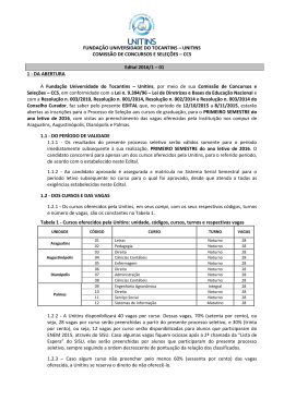 FUNDA&Ccedil;&Atilde;O UNIVERSIDADE DO TOCANTINS &ndash; UNITINS
