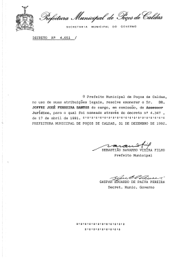JoFFRE JOSÉ FERREIRA sANTos do cargo, em comissão, do