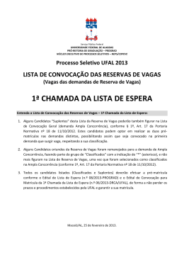 1&ordf; CHAMADA DA LISTA DE ESPERA - Copeve