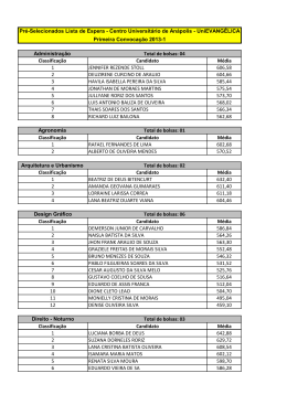 Pr&eacute;-Selecionados Lista de Espera - Primeira
