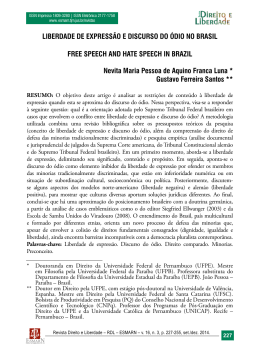LIBERDADE DE EXPRESS&Atilde;O E DISCURSO DO &Oacute;DIO NO BRASIL