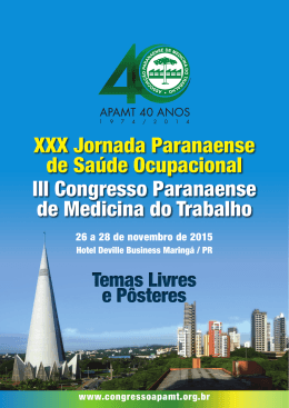 XXX Jornada Paranaense de Saúde Ocupacional XXX Jornada