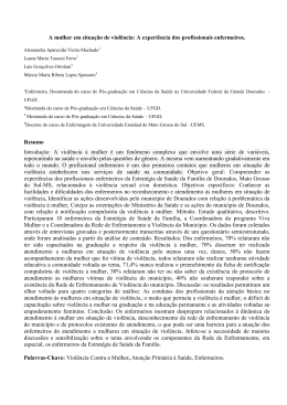 A mulher em situa&ccedil;&atilde;o de viol&ecirc;ncia: A experi&ecirc;ncia dos profissionais