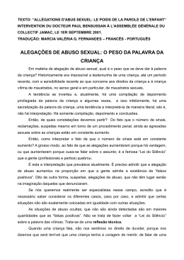alega&ccedil;&otilde;es de abuso sexual: o peso da palavra da crian&ccedil;a