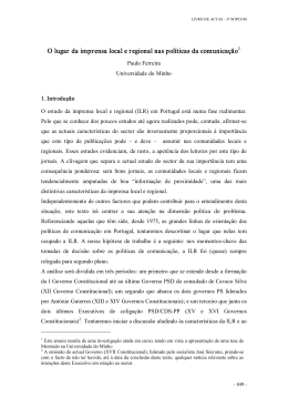 O lugar da imprensa local e regional nas pol&iacute;ticas da