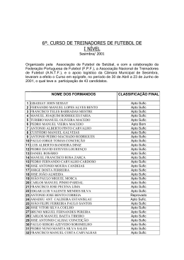 6&ordm;. CURSO DE TREINADORES DE FUTEBOL DE I N&Iacute;VEL
