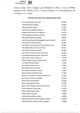 Projecto de Lista de Classifica&ccedil;&atilde;o Final