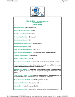 Falas do Chat - Assessoramento - Dia 20/05/2003 Turno: Tarde