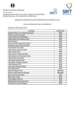 Exame em: 24 de abril de 2014 Candidato Classificação Agostinho