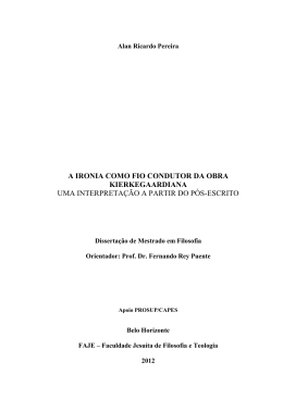 a ironia como fio condutor da obra kierkegaardiana uma