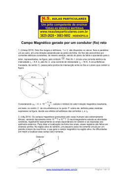 Campo Magnético gerado por um condutor (fio) reto