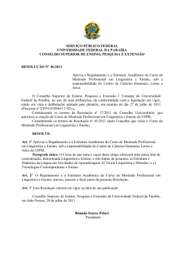 resolu&ccedil;&atilde;o n&ordm; 46/2011 - Universidade Federal da Para&iacute;ba