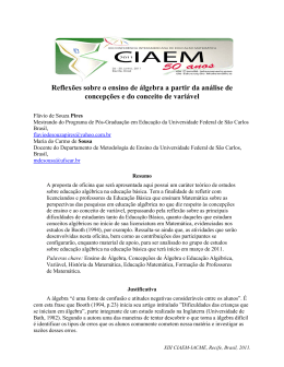 Reflexões sobre o ensino de álgebra a partir da análise de