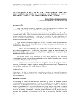 istematiza&ccedil;&atilde;o e Divulga&ccedil;&atilde;o dos conhecimentos Produzidos