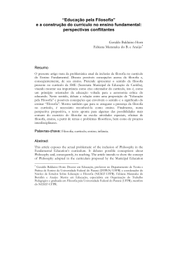 &ldquo;Educa&ccedil;&atilde;o pela Filosofia&rdquo; e a constru&ccedil;&atilde;o do curr&iacute;culo no