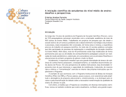 A inicia&ccedil;&atilde;o cient&iacute;fica de estudantes do n&iacute;vel m&eacute;dio de ensino