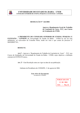 CONSEPE &ndash; Regulamento Geral de Trabalho de Conclus&atilde;o