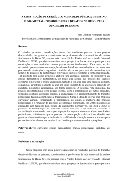 A CONSTRU&Ccedil;&Atilde;O DE CURR&Iacute;CULO NUMA REDE