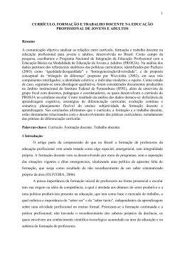 1 CURRÍCULO, FORMAÇÃO E TRABALHO DOCENTE NA