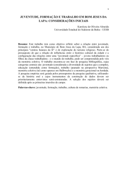 JUVENTUDE, FORMAÇÃO E TRABALHO EM BOM