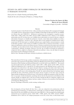 estado da arte sobre forma&ccedil;&atilde;o de professores e trabalho