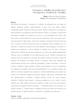 FORMA&Ccedil;&Atilde;O E TRABALHO DE PROFESSORES: COMO E