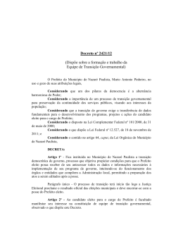Decreto nº 2421/12 (Dispõe sobre a formação e trabalho da Equipe
