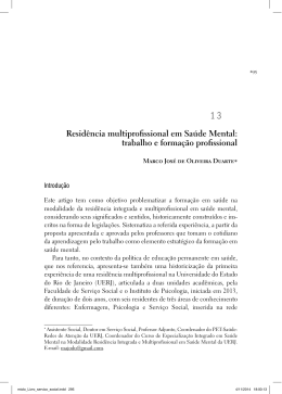 trabalho e formação profissional - Faculdade de Serviço Social