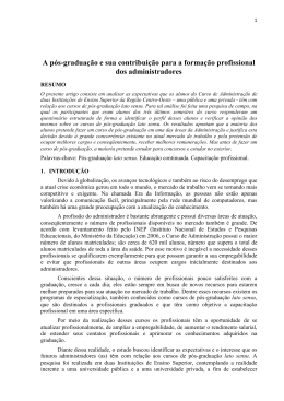 A p&oacute;s-gradua&ccedil;&atilde;o e sua contribui&ccedil;&atilde;o para a forma&ccedil;&atilde;o