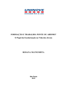 FORMA&Ccedil;&Atilde;O E TRABALHO: PONTE OU ABISMO?